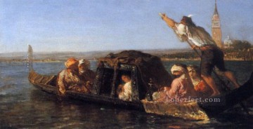 Felix Ziem Painting - On the Venetian Lagoon Barbizon Felix Ziem